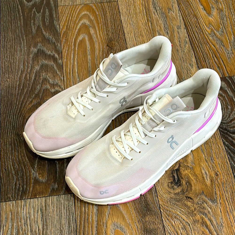 Women's White and Pink Athletic Shoes